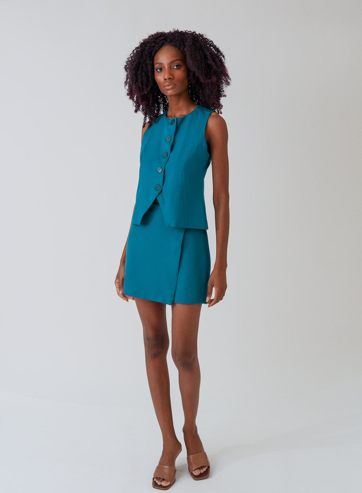 Short Saia Alfaiataria Verde Lia