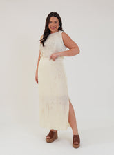 Saia Midi Renda Texturizada com Elastano Lívia Off White