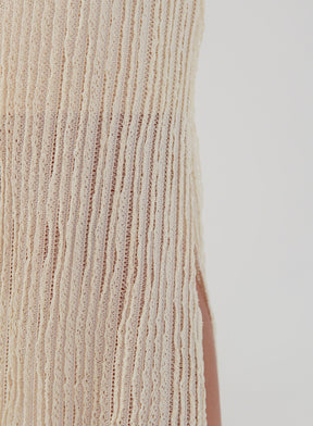 Saia Midi Renda Texturizada com Elastano Lívia Off White