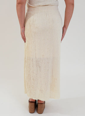 Saia Midi Renda Texturizada com Elastano Lívia Off White