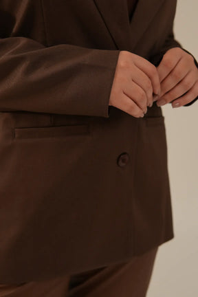 Blazer Alfaiataria Feminino Alongado Marrom Thássia