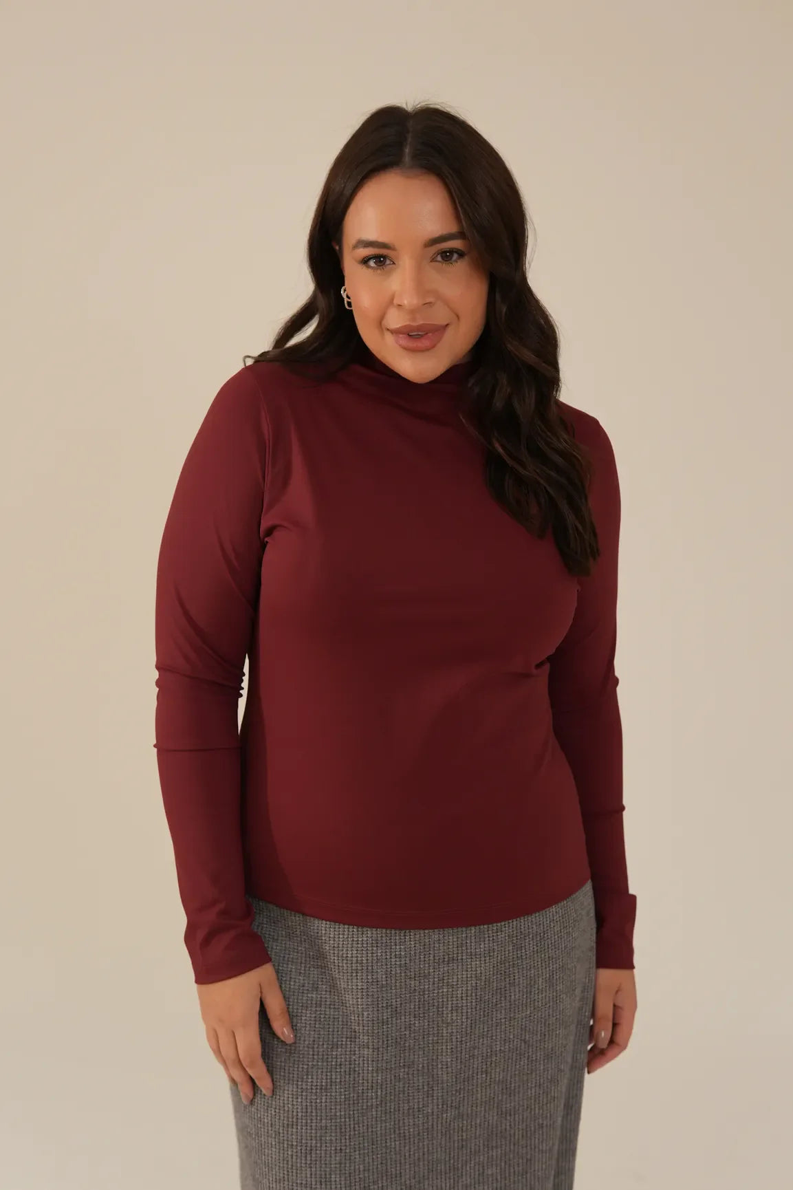 Blusa Poliamida Manga Longa Vinho Glória