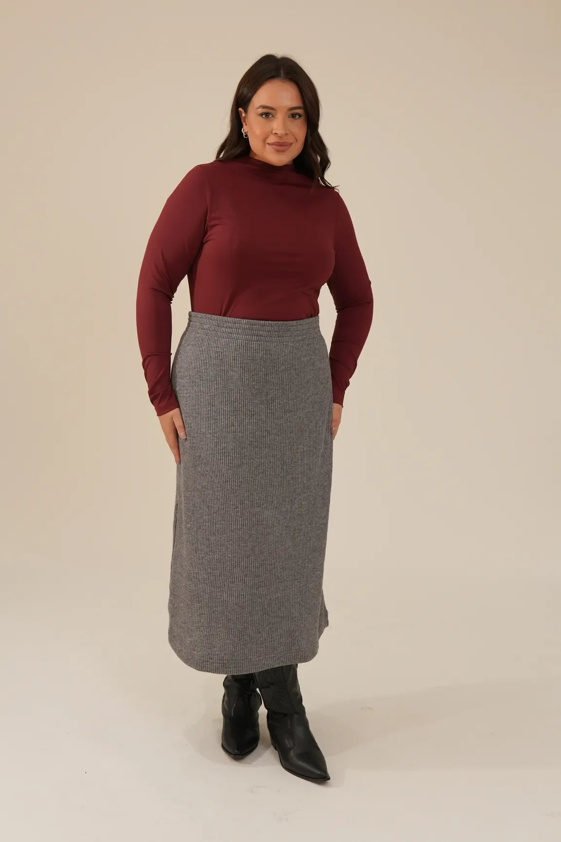 Blusa Poliamida Manga Longa Vinho Glória