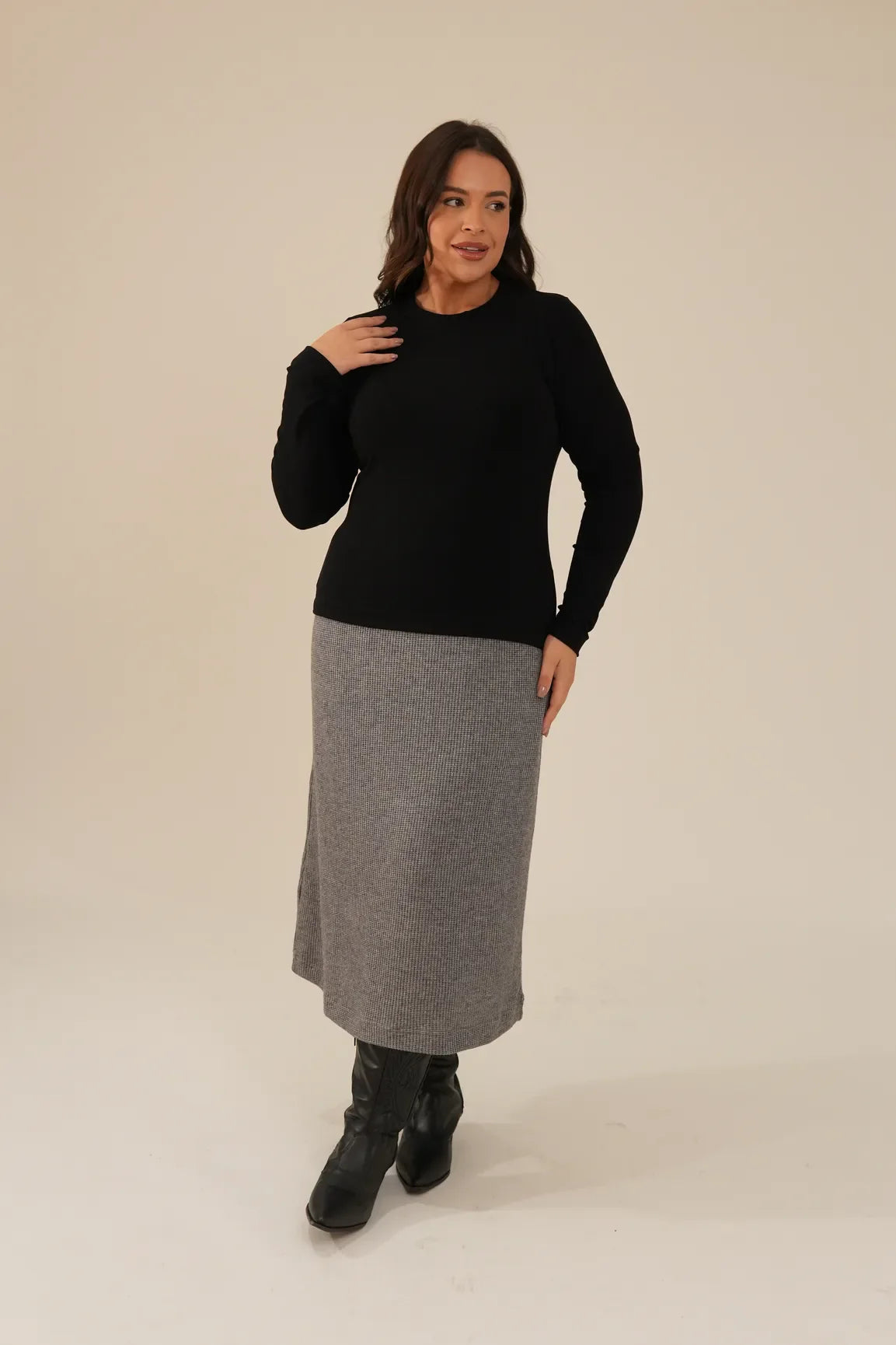 Blusa Manga Longa Feminina Preto Adriana