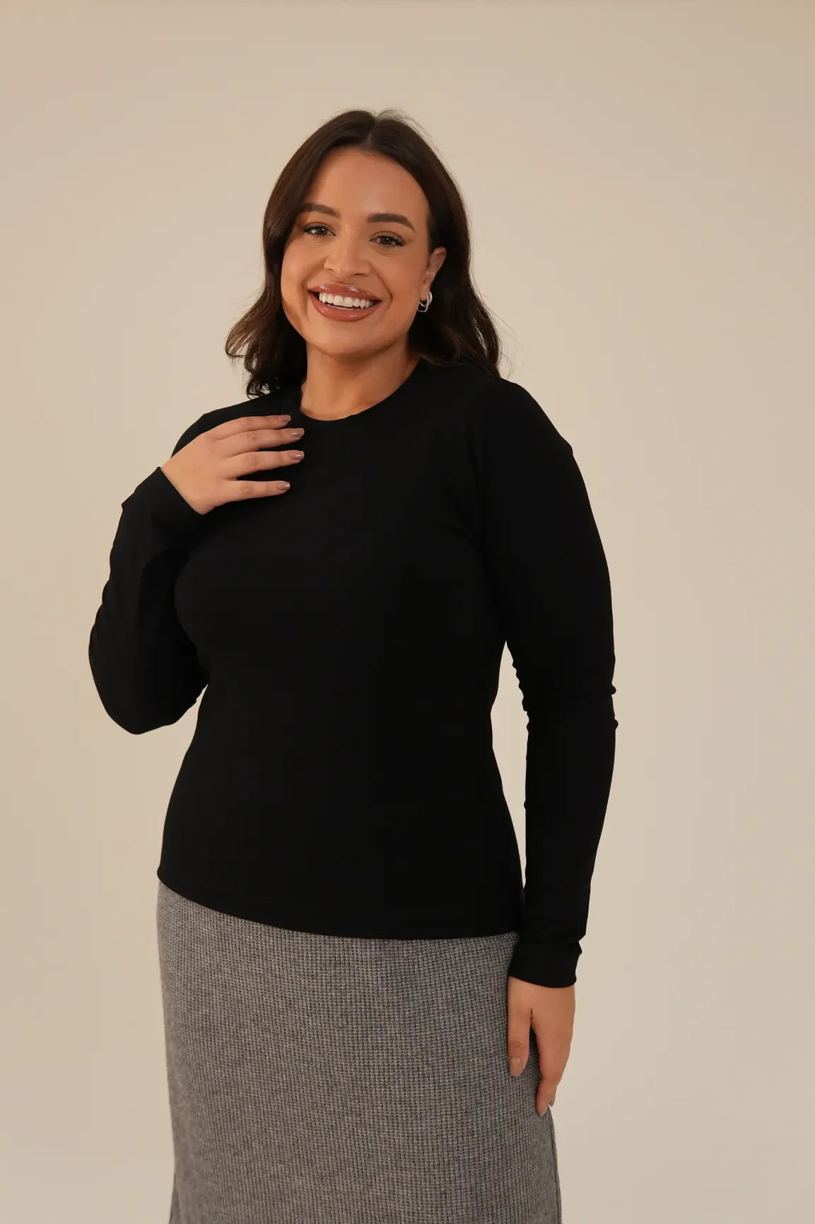 Blusa Manga Longa Feminina Preto Adriana