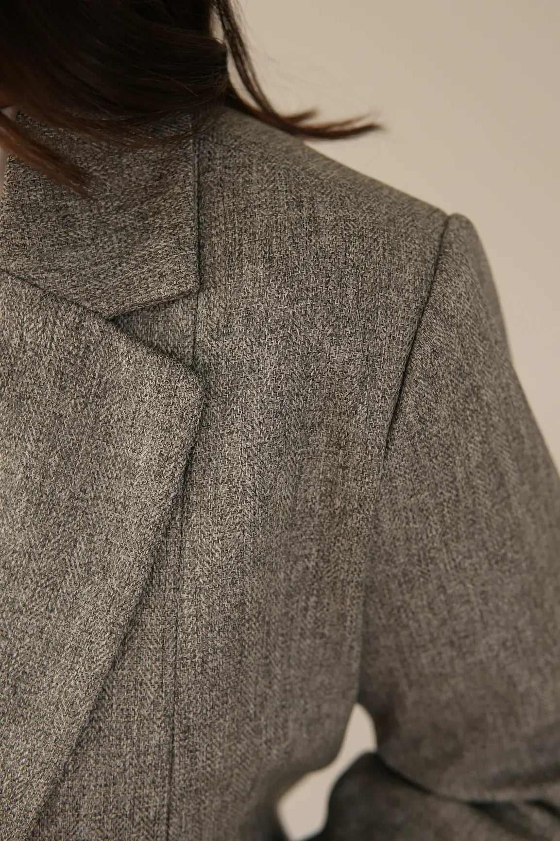 Blazer Alfaiataria Reto Cinza Mescla Thássia