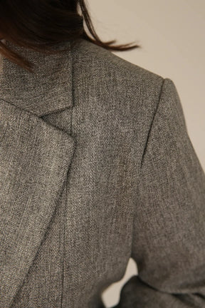 Blazer Alfaiataria Reto Cinza Mescla Thássia