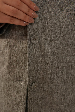 Blazer Alfaiataria Reto Cinza Mescla Thássia