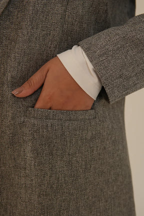 Blazer Alfaiataria Reto Cinza Mescla Thássia