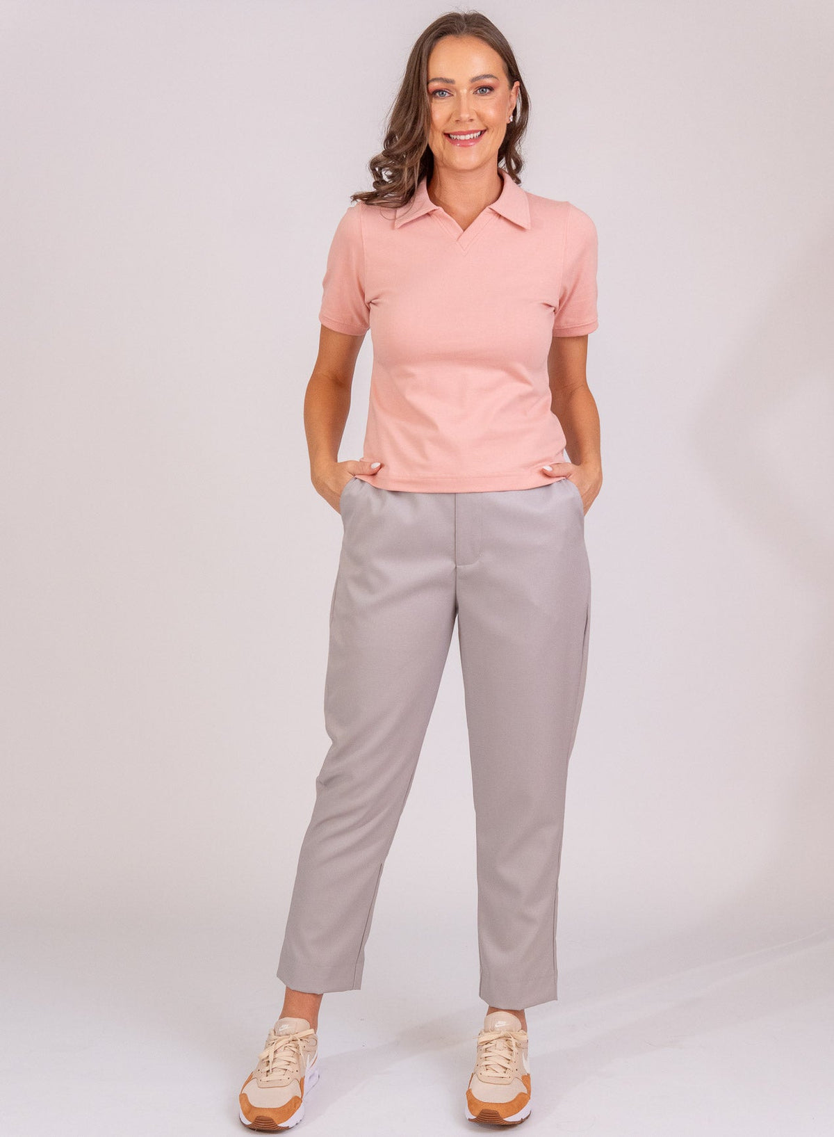 Camisa Polo Rosa Feminina Lara