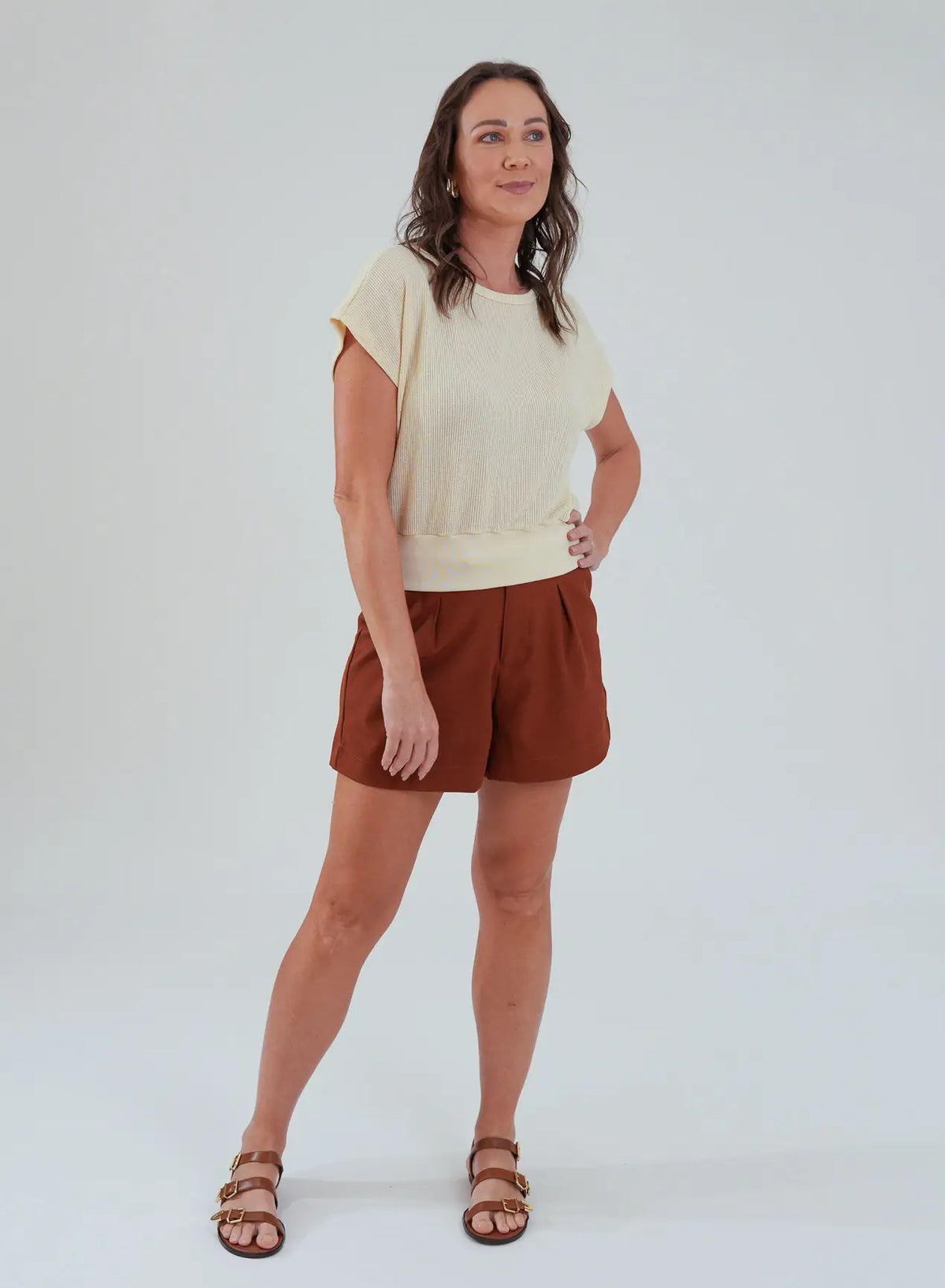 Blusa com Punho na Barra Gaia Bege Manteiga