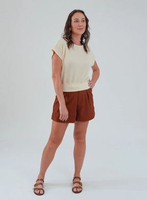 Blusa com Punho na Barra Gaia Bege Manteiga