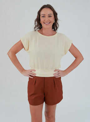 Blusa com Punho na Barra Gaia Bege Manteiga