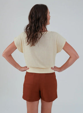 Blusa com Punho na Barra Gaia Bege Manteiga