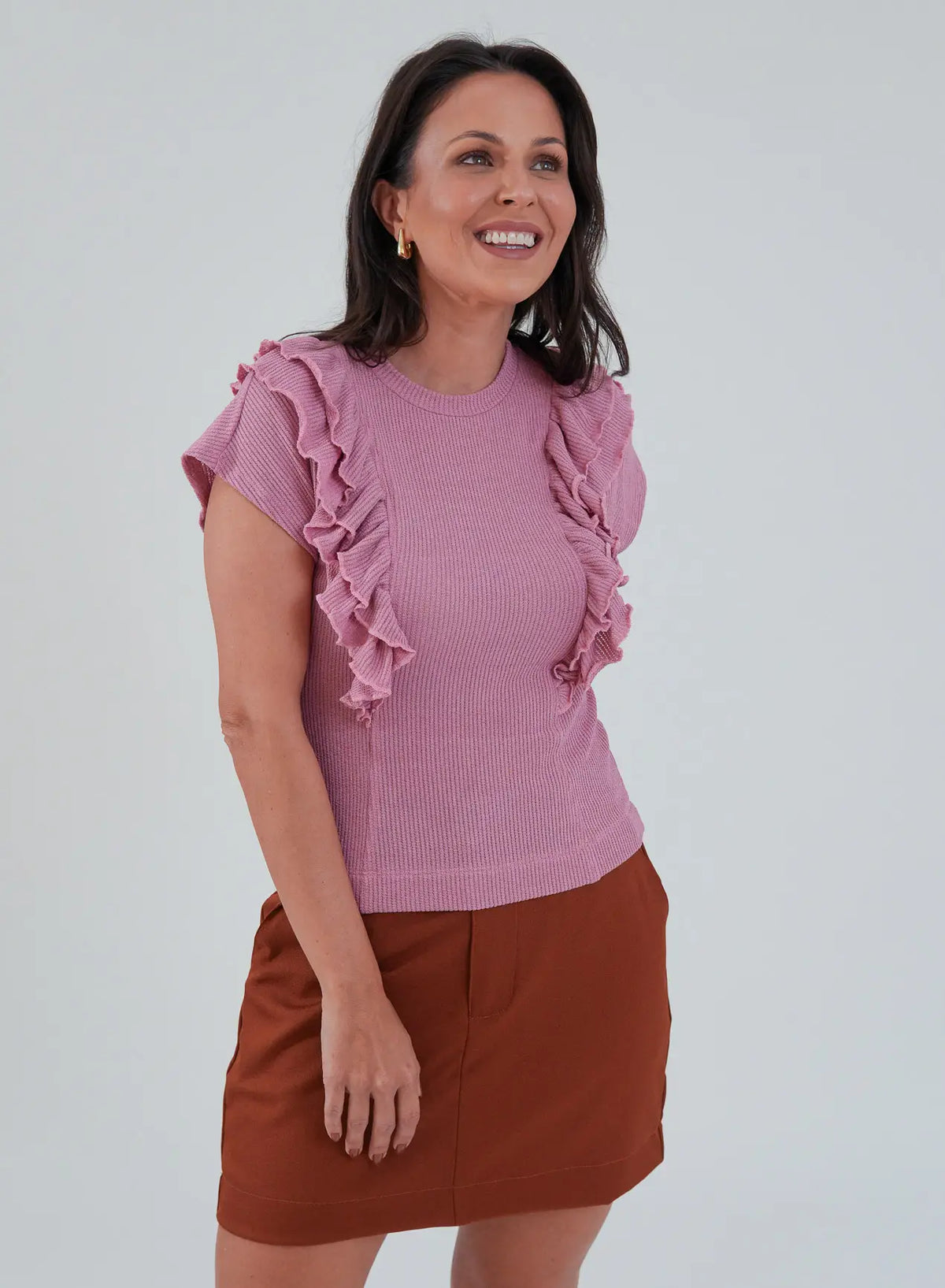 Blusa com Recortes e Babados Estela Rosa