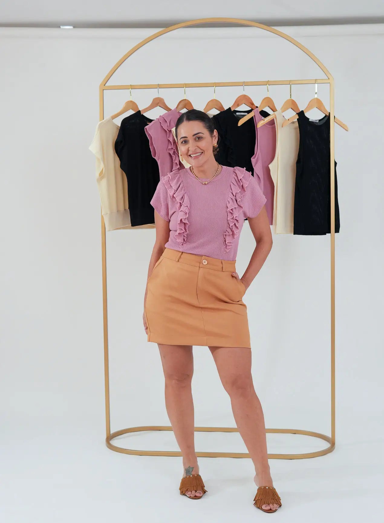 Saia Alfaiataria Nati Caramelo