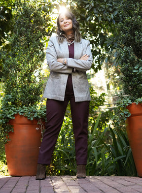 Blazer Alfaiataria Reto Cinza Mescla Thássia