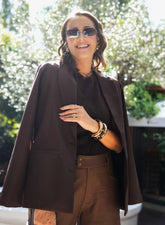 Blazer Alfaiataria Feminino Alongado Marrom Thássia