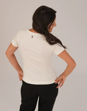 T-shirt Feminina Algodão com Elastano Nina - Off White