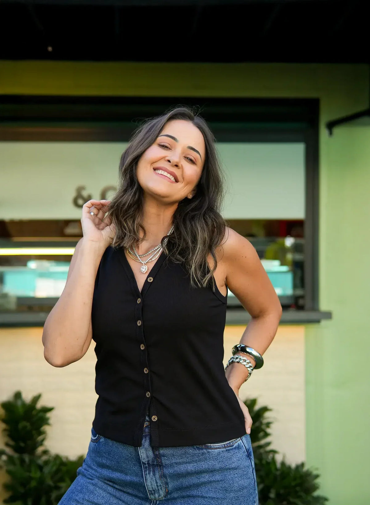 Regata com Botões Dora Preta