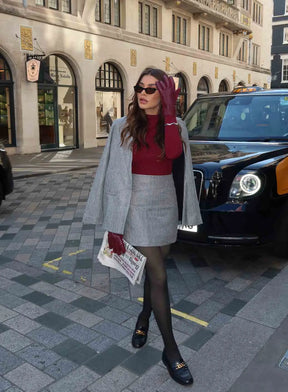 Blazer Alfaiataria Reto Cinza Mescla Thássia